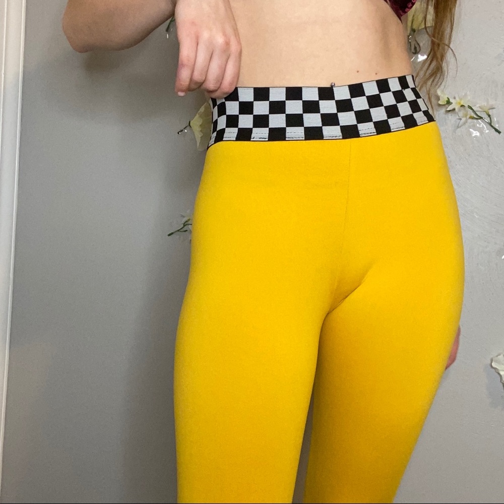 Yellow and Checkerboard Leggings